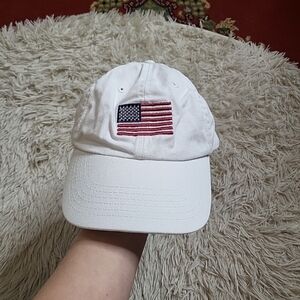 White Baseball Cap Hat Red White Blue American Flag Embroidery Patch Ivy Funds